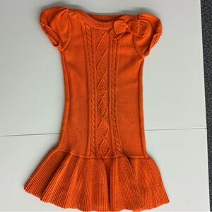 Gymboree Orange Knit Sweater Dress with Bow Detail - Size 7